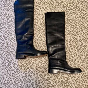 Black Knee-High Leather Boots